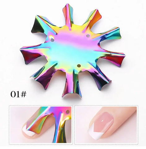 Rainbow Color Nail French Poly Tip Manicure Tool Metal Nail Easy French Nail Art Tool For Creating Stylish Nails At Home.