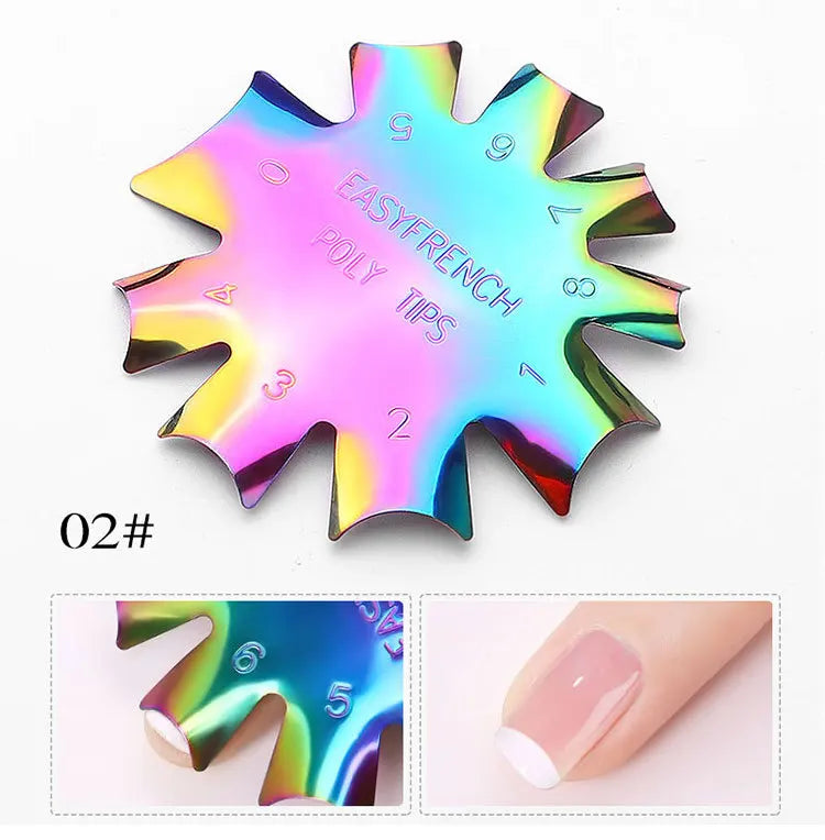 Rainbow Color Nail French Poly Tip Manicure Tool Metal Nail Easy French Nail Art Tool For Creating Stylish Nails At Home.