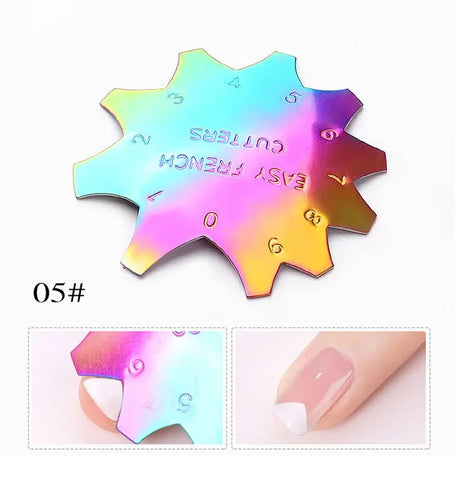 Rainbow Color Nail French Poly Tip Manicure Tool Metal Nail Easy French Nail Art Tool For Creating Stylish Nails At Home.