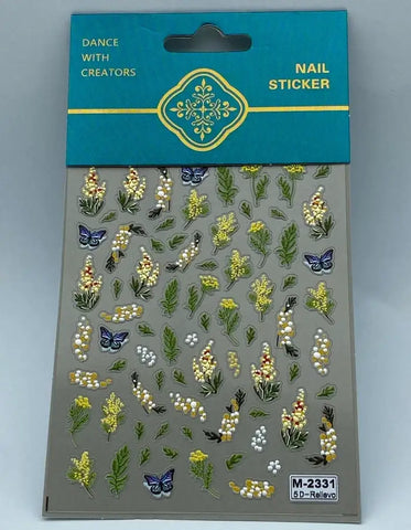 Butterflies & Branches Theme Floral Nail Art Stickers 5D Embossed Nail Stickers For Creating Attractive Nails DIY Nails Creation.