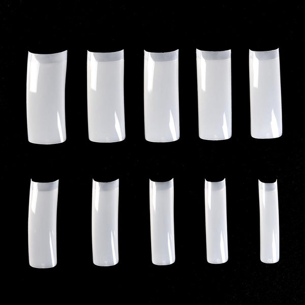 500Pcs Curved Natural and White Half Cover Nail Art Acrylic Artificial False Nail 10 Sizes Square Shape Acrylic Nail Tips Manicure Tools