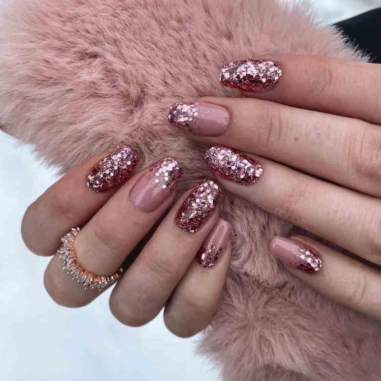 KWEEN Rose Pink Acrylic Nail Powder Mixed Hexagon Chunky Glitter Flakes Dust For DIY Nail Art Decoration And Extension