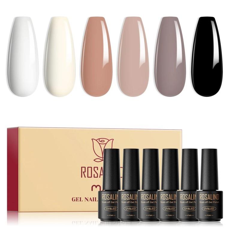 ROSALIND 6 Colors Mini Gel Nail PolishSet Nude Pink Soak Off UV LED Nail Polish For Manicure