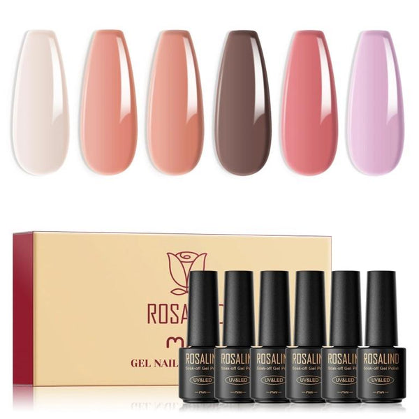 ROSALIND 6 Colors Mini Gel Nail Polish Set Soak Off UV LED Nail Polish For Manicure