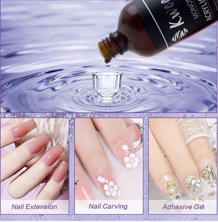 100ML Acrylic Liquid Monomer EMA Free Flexible Non Yellowing Polymer High Capacity Acrylic Nail Art System for Acrylic Powder