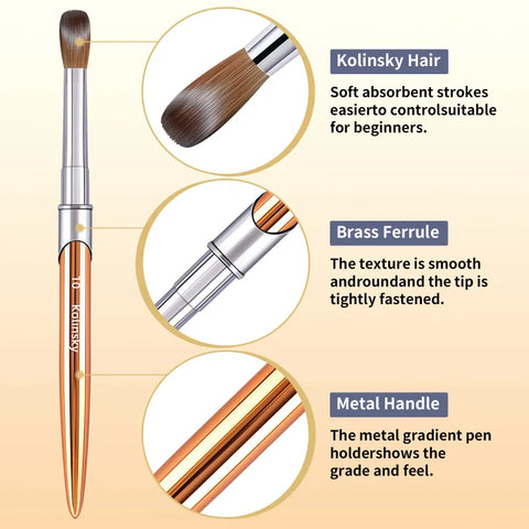 100% Kolinsky Acrylic Gold Handle Acrylic Nail Brush