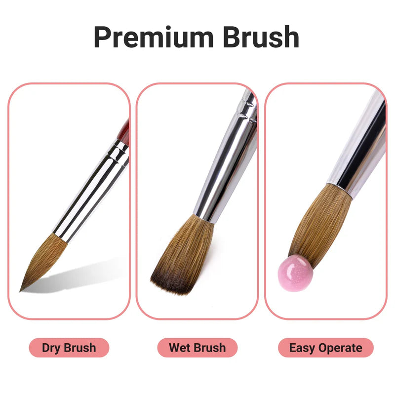 Acrylic 100% Kolinsky Hair Nail Brush Good Quality Wood Handle Acrylic bead Brush