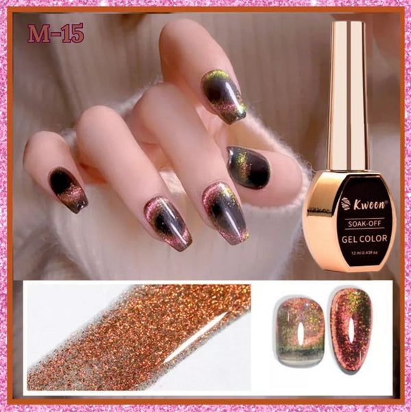 KWEEN 9D Double Tone Cat Eye UV LED Gel Soak Off Cat Eyes Magnetic Gel Polish