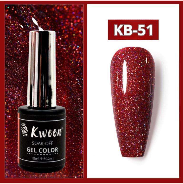 KWEEN Magenta Colorful Holographic Glitter Gel Nail Polish Super Flash Diamond Sparkling Gel Polish Semi Permanent UV/LED Nail Gel For Manicure