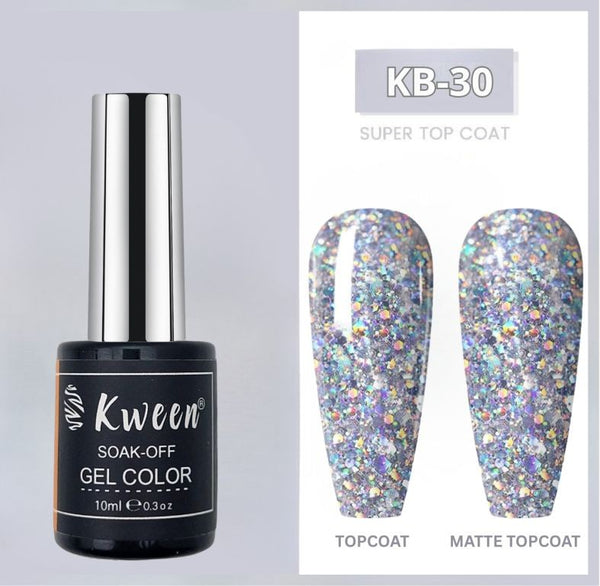 KWEEN Silver Glitter Gel Polish Diamond Shine Soak Off UV LED Gel Nail Polish