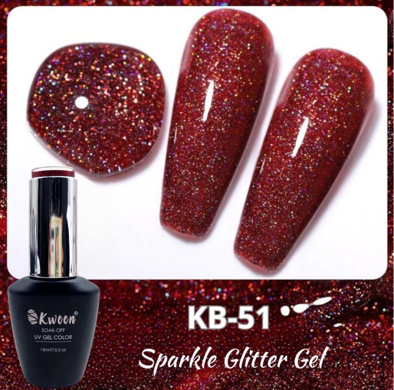 KWEEN Magenta Colorful Holographic Glitter Gel Nail Polish Super Flash Diamond Sparkling Gel Polish Semi Permanent UV/LED Nail Gel For Manicure