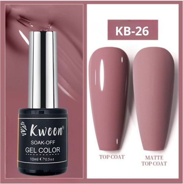 KWEEN 10ml  Nude Blush Pink Color Nail Polish Gel High Gloss Soak Off UV Gel Polish