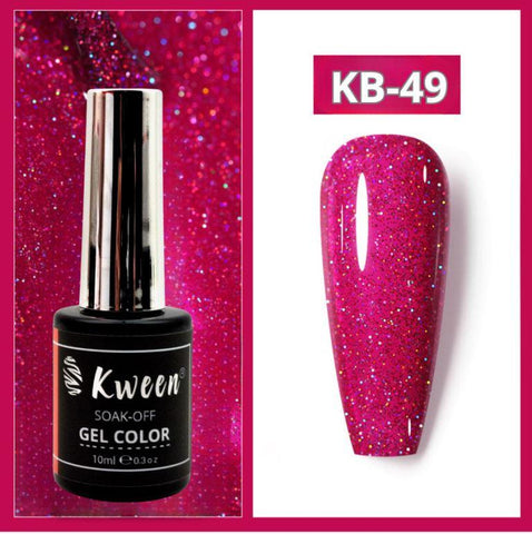 KWEEN Hot Pink Glitter Gel Polish Bright Holographic Gel Nail Polish Iridescent Color Sparkle Nail Gel Sparkly Nails Soak Off UV Gel For Manicure