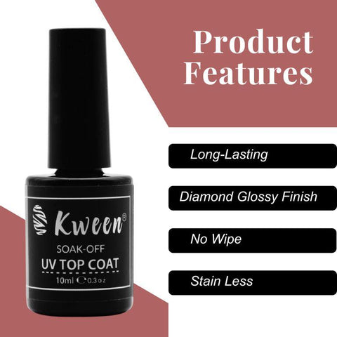 KWEEN Nail Gel Top Coat No Wipe UV Gel Varnish Sealing Shining Clear Nail Gel Diamond Topcoat