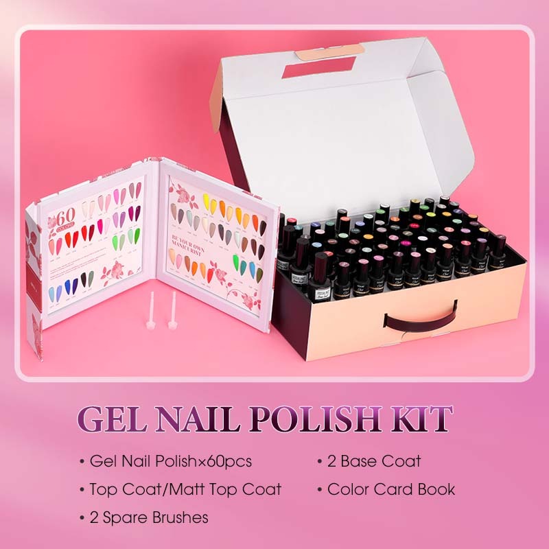 Rosalind Professional 60 Pcs Gel Nail Polish Set Semi Permanent UV Gel Color Box For Professional Nail Enthusiasts