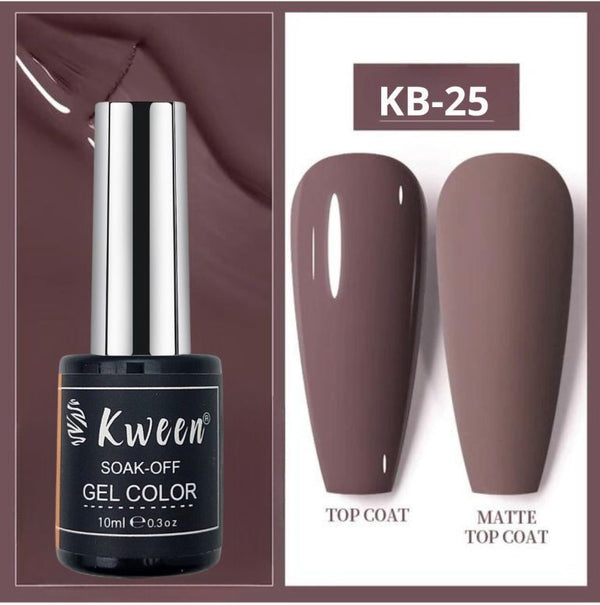 KWEEN 10ml Ceramel Coffee Color Nail Polish Gel High Gloss Soak Off UV Gel Polish