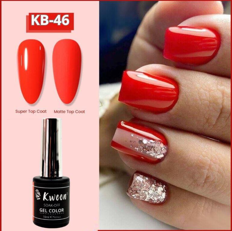 KWEEN Bright Red Gel Nail Polish Glossy Vibrant Red Gel Polish Soak Off Long Lasting UV Gel for Nail Manicure Salon DIY Nail Art