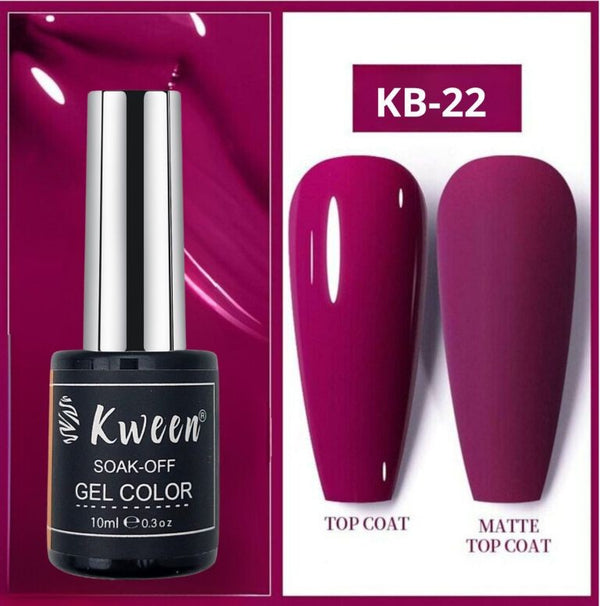 KWEEN 10ml Magenta Color Nail Polish Gel High Gloss Soak Off UV Gel Polish