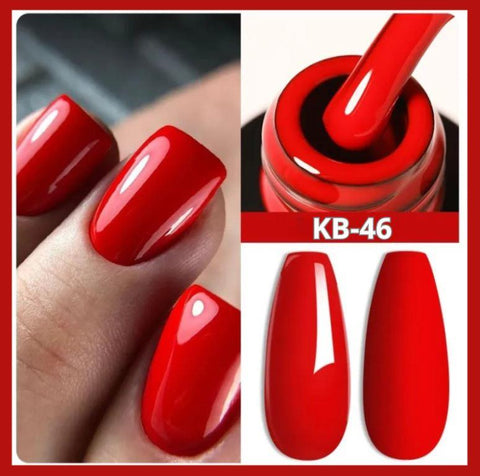 KWEEN Bright Red Gel Nail Polish Glossy Vibrant Red Gel Polish Soak Off Long Lasting UV Gel for Nail Manicure Salon DIY Nail Art