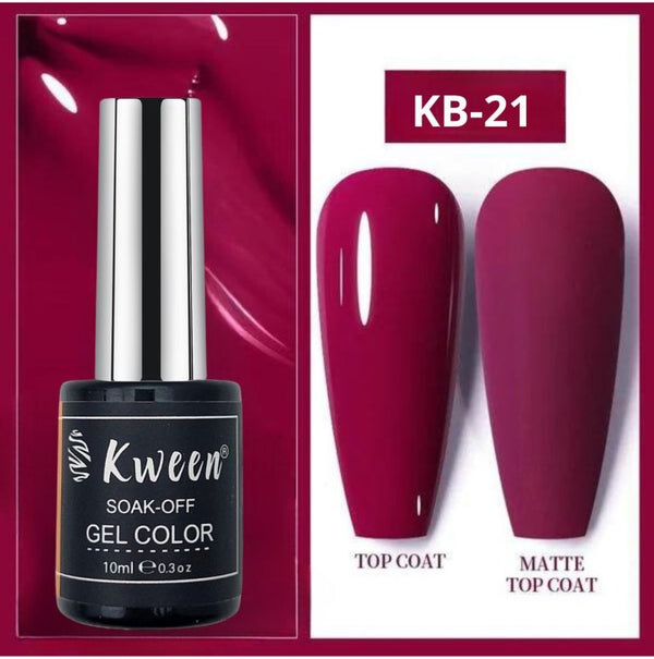 KWEEN 10ml beetroot Red Color Nail Polish Gel High Gloss Soak Off UV Gel Polish