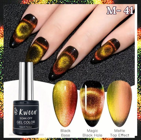 KWEEN 9D Cat Magnetic Gel Nail Polish Rainbow Reflective Effect Soak Off Gel For Nail Art