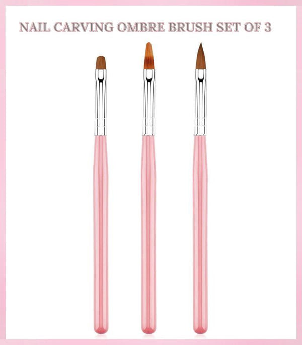 3 Pcs Nail Art Brushes Set, Gel Nail Polish Nail Art Design Painting Tools, with Nail Extension Gel Brush, Builder Gel Brush, Nail Art Ombre Brush