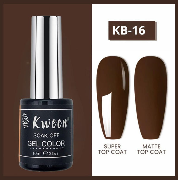 KWEEN 10ml Chocolate Coffee Brown Color Nail Polish Gel High Gloss Soak Off UV Gel Polish