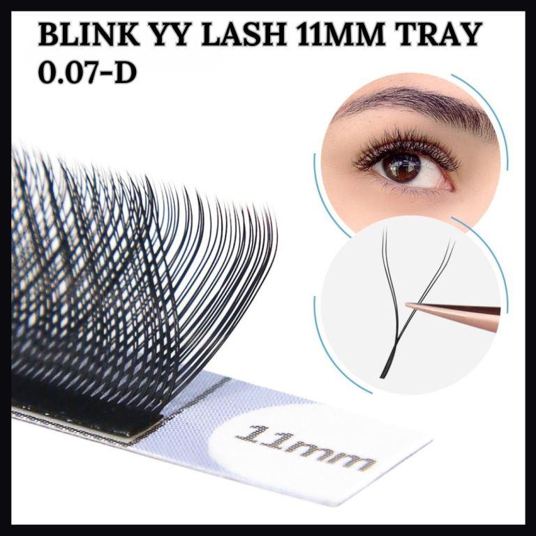 BLINK YY Lash Extensions D Curl 0.07mmSingle number Tray Premade Volume 2D Fans Eyelash Extension Y Type Soft Eye Lashes Supplies