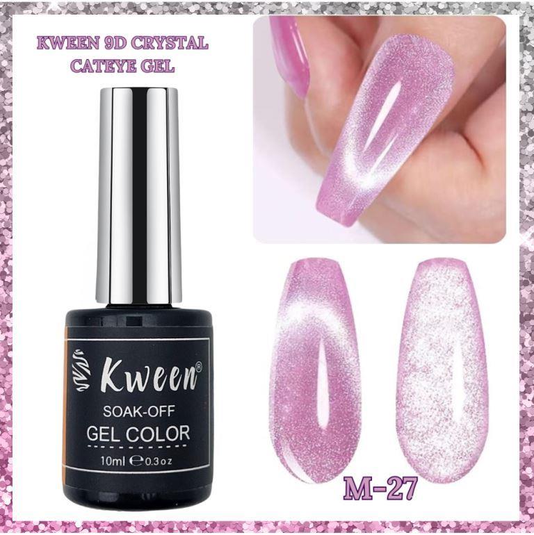 KWEEN Cat Eye Gel Nail Polish, Jelly Pink Cat Eyes Gel Polish Galaxy Soak off Cats Eye Gel Polish Magnetic for Nail Art Manicure