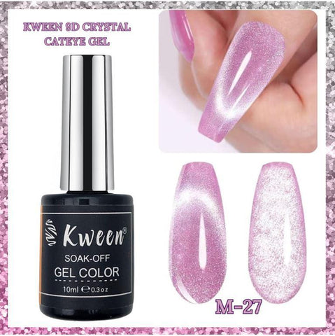 KWEEN Cat Eye Gel Nail Polish, Jelly Pink Cat Eyes Gel Polish Galaxy Soak off Cats Eye Gel Polish Magnetic for Nail Art Manicure