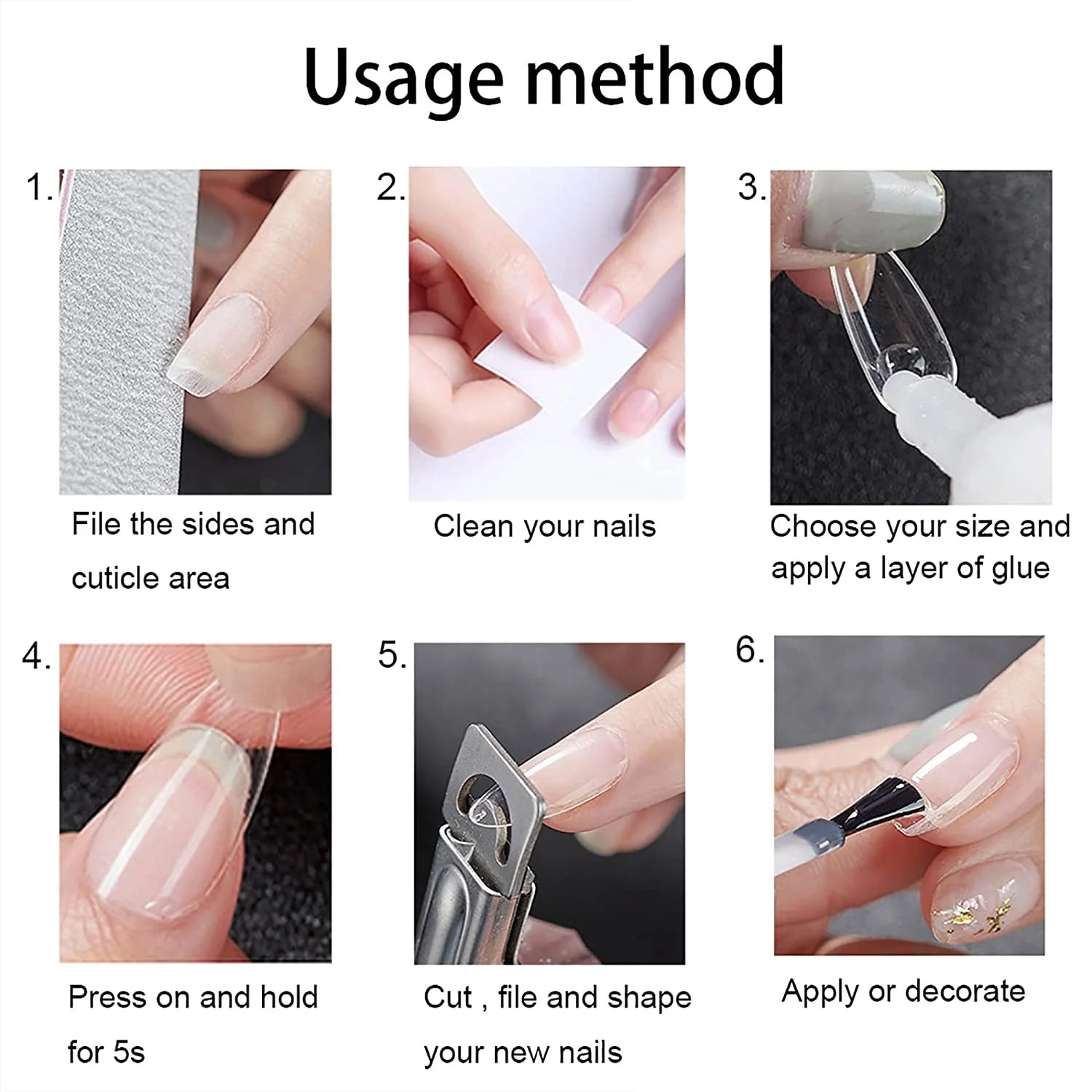 Almond Shaped Nails Full Cover False Nail Tips with Clear Plastic Pouch Nail Extensions (Clear)