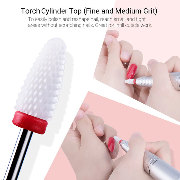 Ceramic Nail Drill Bits,Grinding Head for Manicure Pedicure Cuticle Gel Nail Polishing Tool