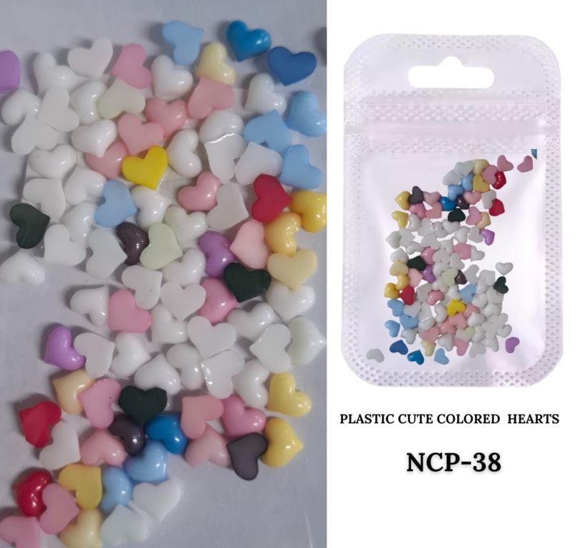 100pcs Mini Heart, Resin Nail Charms 3D Solid Mix Color Heart Art Decorations for Nails