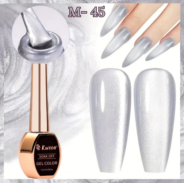 KWEEN Silver Moonlight Cat Eye Gel Nail Polish Magnetic Glass Cateye Gel Polish