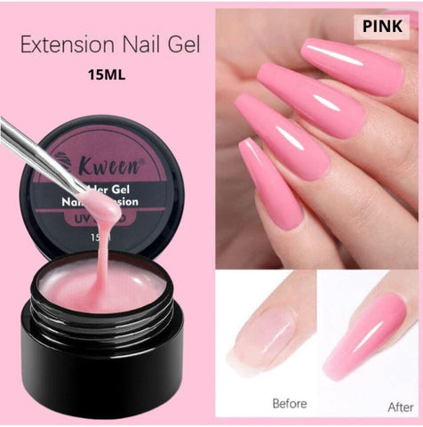 Kween 15 ml Builder Gel for Gel Nails, 4-in-1 Nail Extension Gel Glue Nail Strengths Nail Manicure, UV Builder Gel Nail Gel Builder Poly Nail Quick Extension Building