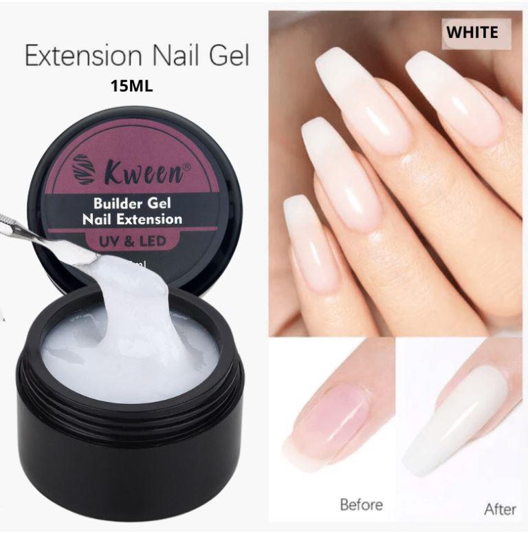 Kween 15 ml Builder Gel for Gel Nails, 4-in-1 Nail Extension Gel Glue Nail Strengths Nail Manicure, UV Builder Gel Nail Gel Builder Poly Nail Quick Extension Building