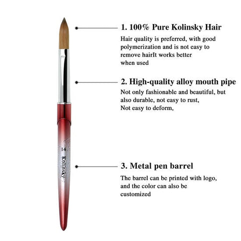 Kolinsky Nail Art Brush 50% Pure Kolinsky Hair Professional Nail Art Tool for Nail Art Enthusiasts.