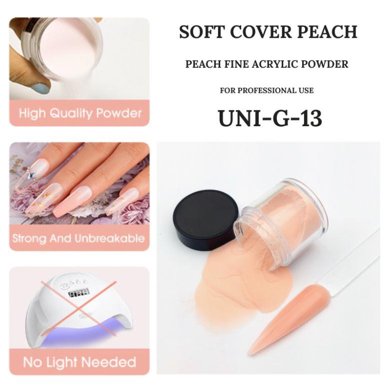 Soft Cover Peach Acrylic Nail Powder Professional Extension Builder Carving Sculptured PowderFor Nail Art and Manicure