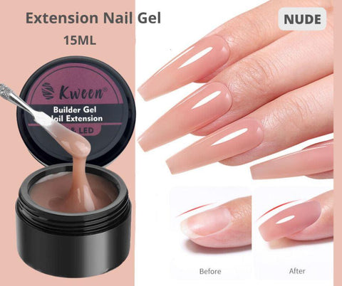 Kween 15 ml Builder Gel for Gel Nails, 4-in-1 Nail Extension Gel Glue Nail Strengths Nail Manicure, UV Builder Gel Nail Gel Builder Poly Nail Quick Extension Building