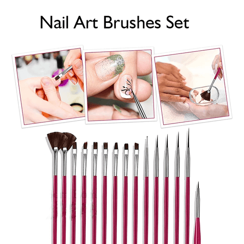 15 Pcs Nail Art Design Painting and Drawing UV Polish Brush Tool Kit Acrylic Nail Art Design Painting Tool Pen Polish White Nail Brush Set