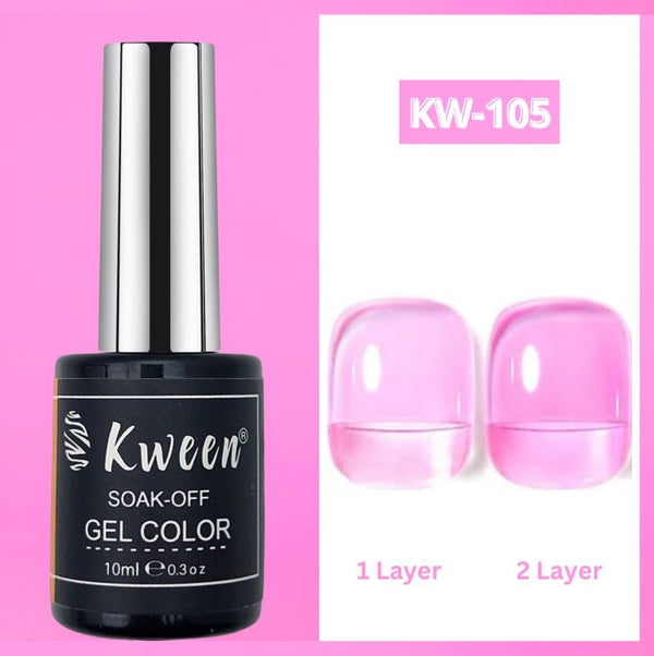 KWEEN 10ml Rose Pink Jelly Nail Polish Gel Translucent Sheer Spring Summer Nail Gel Polish For Manicure