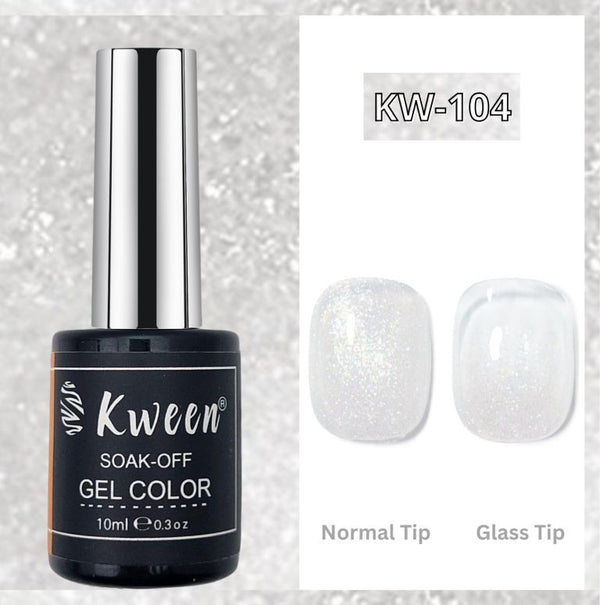 KWEEN White Glitter Gel Nail Polish Shimmer Silver Gel Polish Sparkle Soak Off UV Gel For Manicure