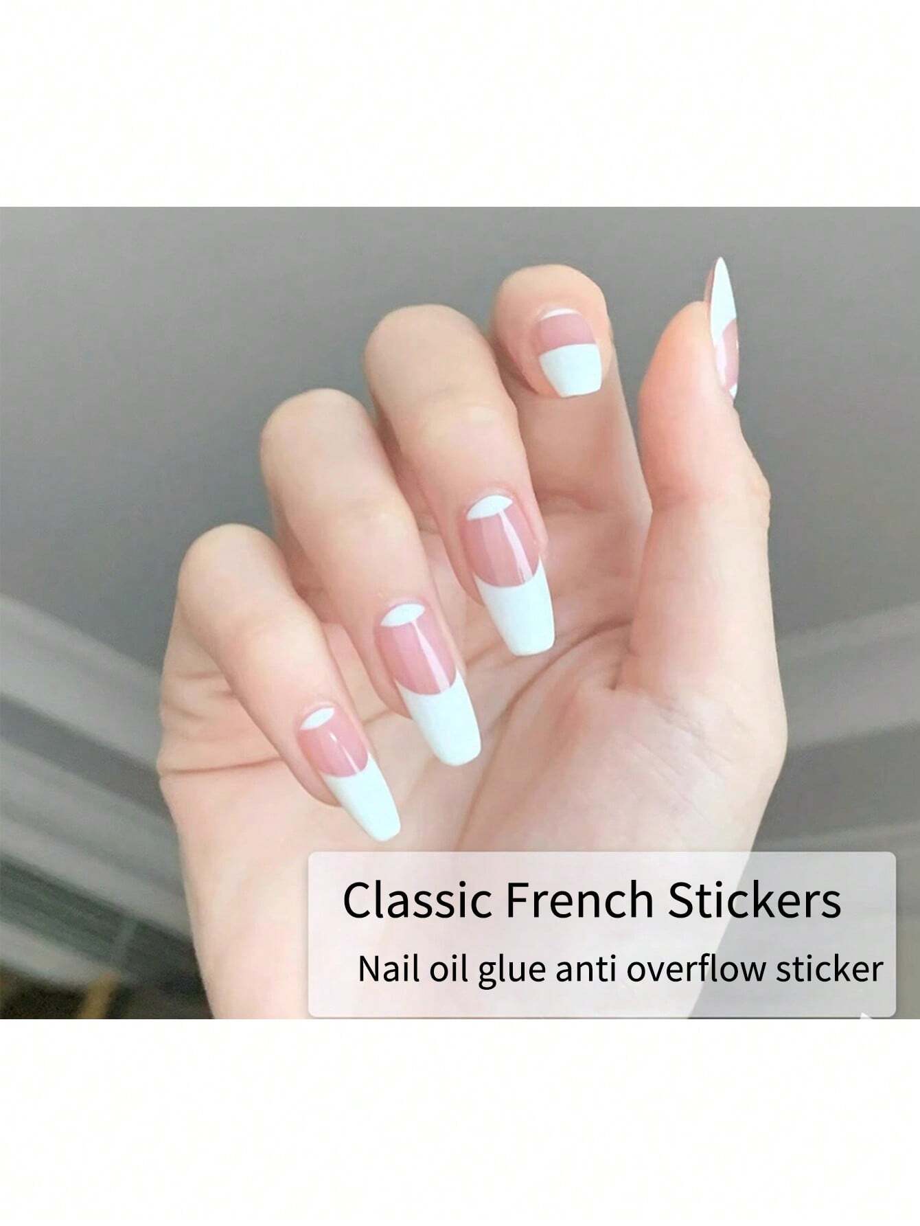 Professional Ultra-Thin Waterproof French Tip Nail Stickers For Home and Salon Use.