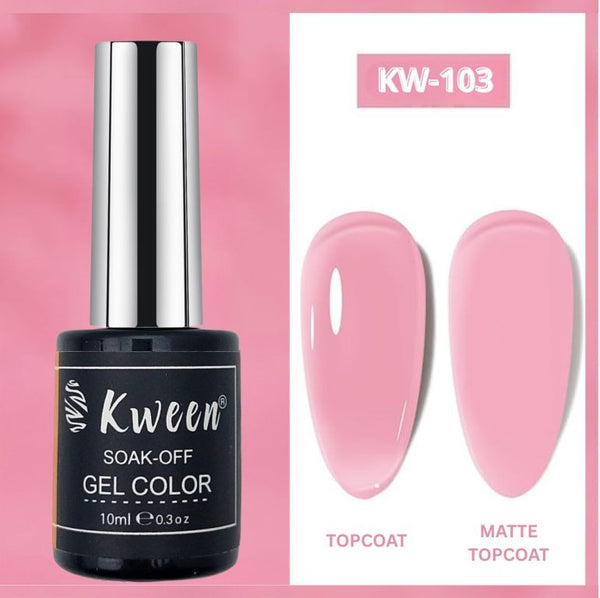 KWEEN 10ml Sheer Jelly Pink Color UV/LED Soak Off Gel Polish for DIY Nail Art Manicure
