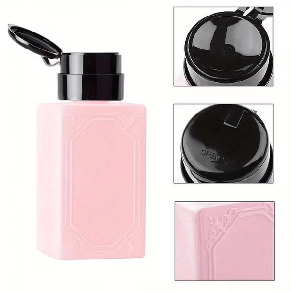 Square Push Down Pump Dispenser Bottle for Acetone, Nail Polish Remover & Liquids