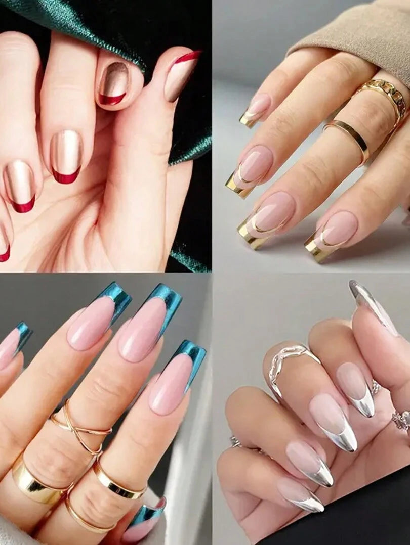 Professional Ultra-Thin Waterproof French Tip Nail Stickers For Home and Salon Use.