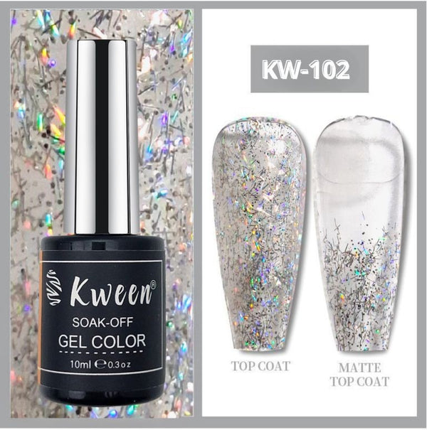 Kween Silver Glitter Nail Art Gel Polish Soak Off UV LED Nail Art Gel Color For Manicure