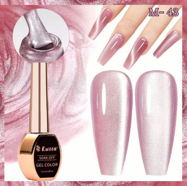 KWEEN Cat Eye Gel Nail Polish Moonlight Pink Color Magnetic Gel Polish Soak Off UV Gel