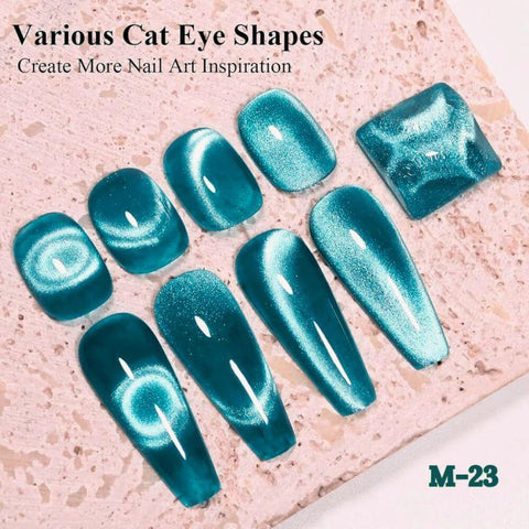 KWEEN Magnetic Gel Nail Polish, Sea Green Crystal Effect Cat Magnetic Eye Gel Nail Polish, Iridescent Nail Polish Gel for Nail Art Manicure Salon