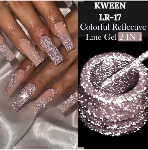 KWEEN Reflective Glitter Rose Gold Liner Diamond Shine Soak Off UV Nail Gel For Nail art